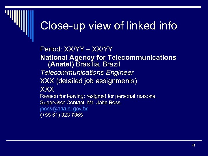 Close-up view of linked info Period: XX/YY – XX/YY National Agency for Telecommunications (Anatel)