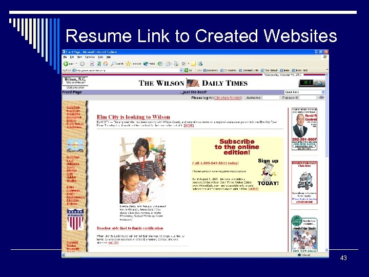 Resume Link to Created Websites 43 