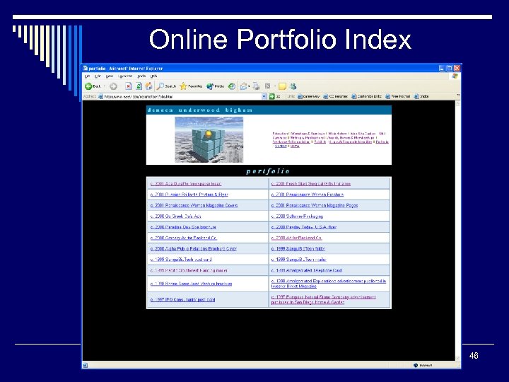 Online Portfolio Index 46 