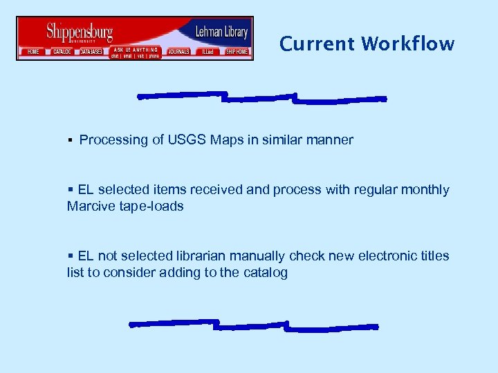 Current Workflow § Processing of USGS Maps in similar manner § EL selected items