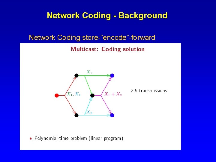 Network Coding - Background Network Coding: store-”encode”-forward 