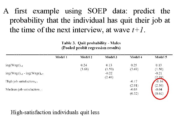 A first example using SOEP data: predict the probability that the individual has quit