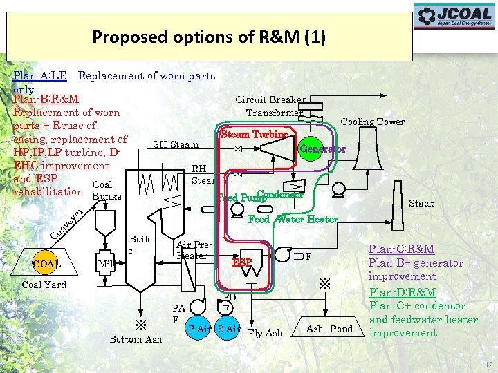 Proposed options of R&M (1) r ve on Boile r C COAL Stack Feed　Water