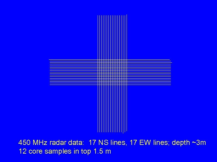 450 MHz radar data: 17 NS lines, 17 EW lines; depth ~3 m 12