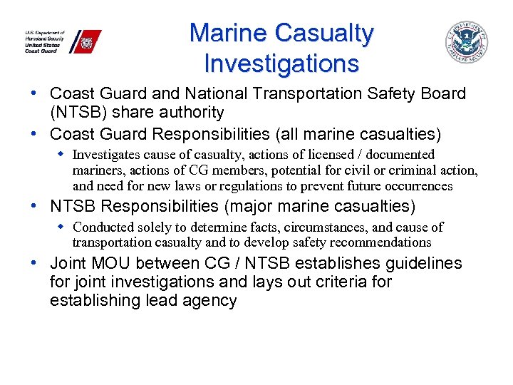 U S Coast Guard Regulatory Legislative Developments