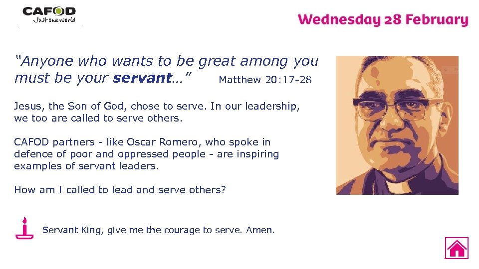 “Anyone who wants to be great among you must be your servant…” Matthew 20: