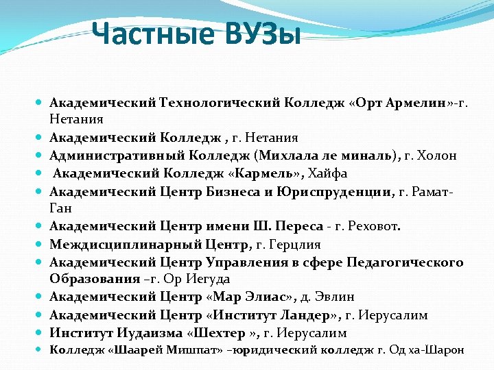 Частные ВУЗы Академический Технологический Колледж «Орт Армелин» -г. Нетания Академический Колледж , г. Нетания