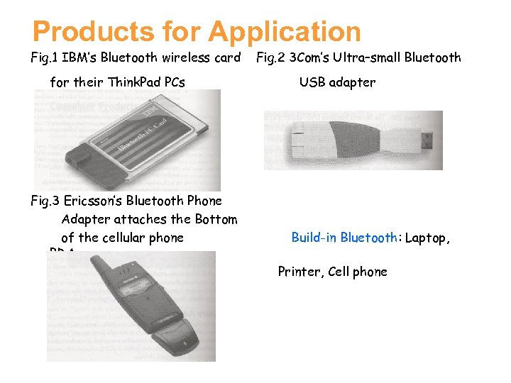 Products for Application Fig. 1 IBM’s Bluetooth wireless card for their Think. Pad PCs