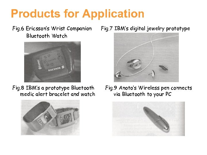 Products for Application Fig. 6 Ericsson’s Wrist Companion Bluetooth Watch Fig. 8 IBM’s a