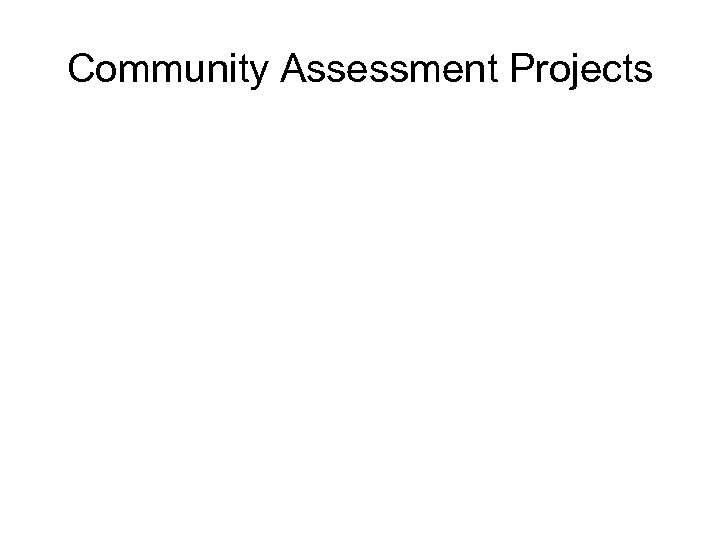 Community Assessment Projects 