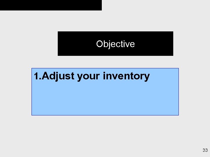 Objective 1. Adjust your inventory 33 