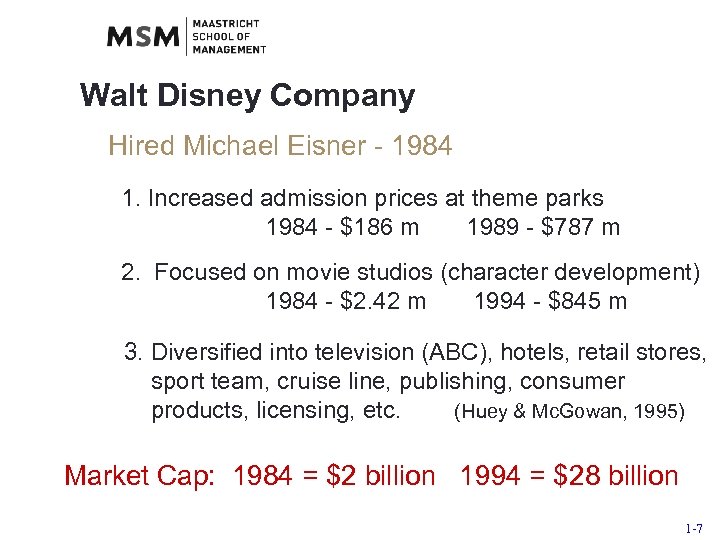 Walt Disney Company Hired Michael Eisner - 1984 1. Increased admission prices at theme