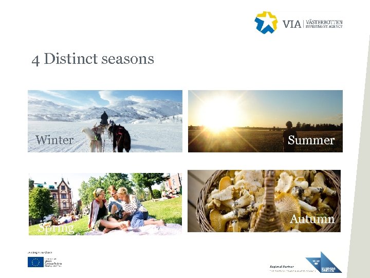 4 Distinct seasons Winter Spring Summer Autumn Regional Partner 