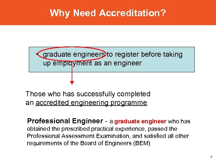 Why Need Accreditation? • graduate engineers to register before taking up employment as an