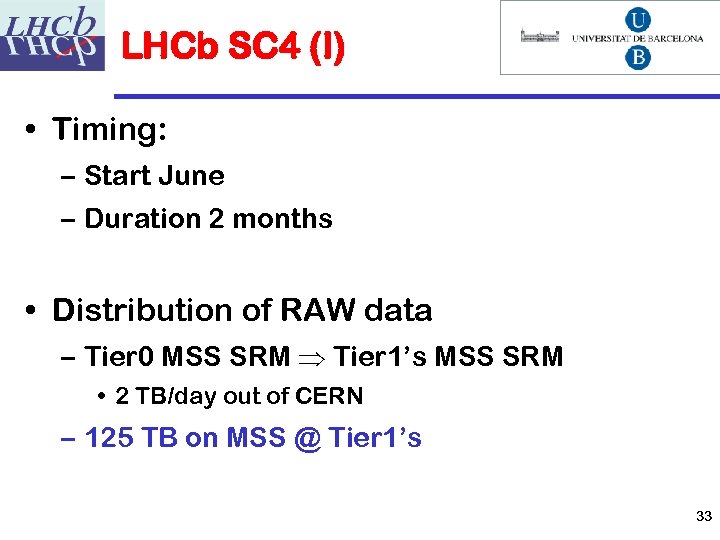LHCb SC 4 (I) • Timing: – Start June – Duration 2 months •