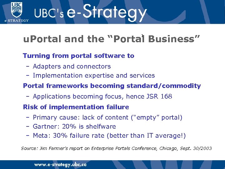 u. Portal and the “Portal Business” 1 Turning from portal software to – Adapters