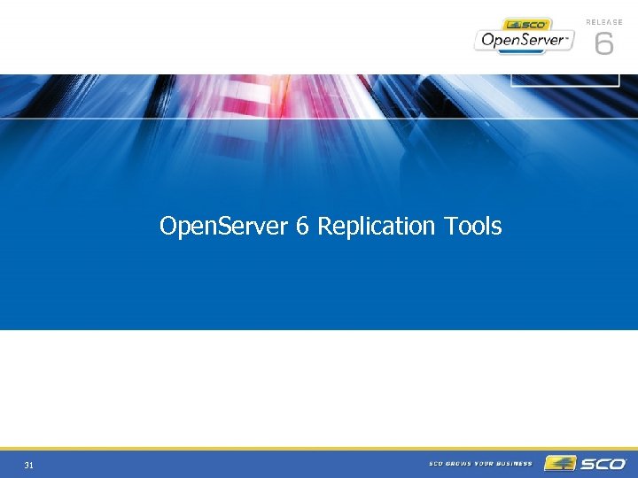  • Open. Server 6 Replication Tools 31 