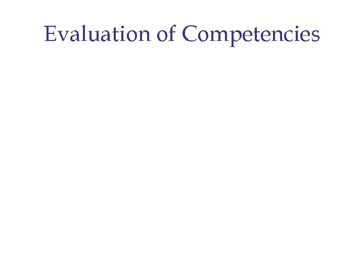 Evaluation of Competencies 