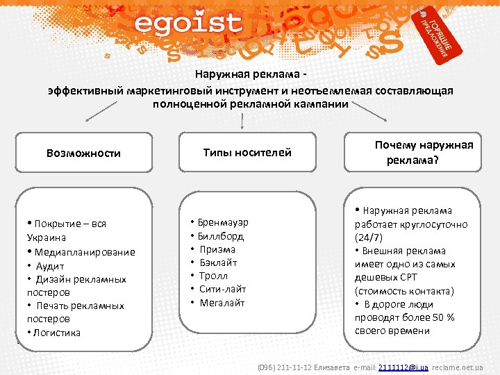 Наружная реклама эффективный маркетинговый инструмент и неотъемлемая составляющая полноценной рекламной кампании Возможности • Покрытие