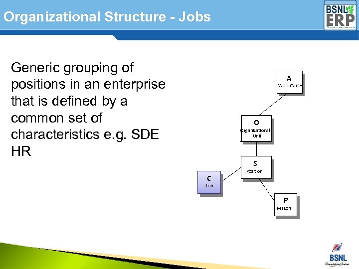 Organizational Structure - Jobs Generic grouping of positions in an enterprise that is defined