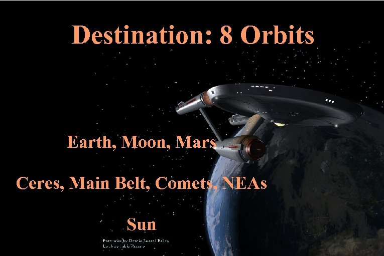 Destination: 8 Orbits Earth, Moon, Mars Ceres, Main Belt, Comets, NEAs Sun 