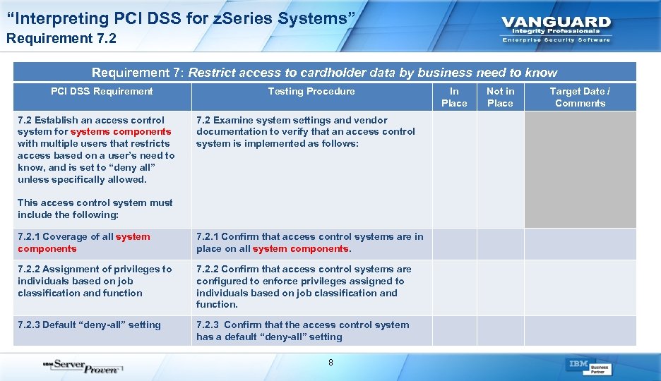 “Interpreting PCI DSS for z. Series Systems” Requirement 7. 2 Requirement 7: Restrict access