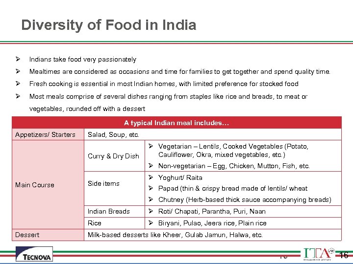 Diversity of Food in India Ø Indians take food very passionately Ø Mealtimes are