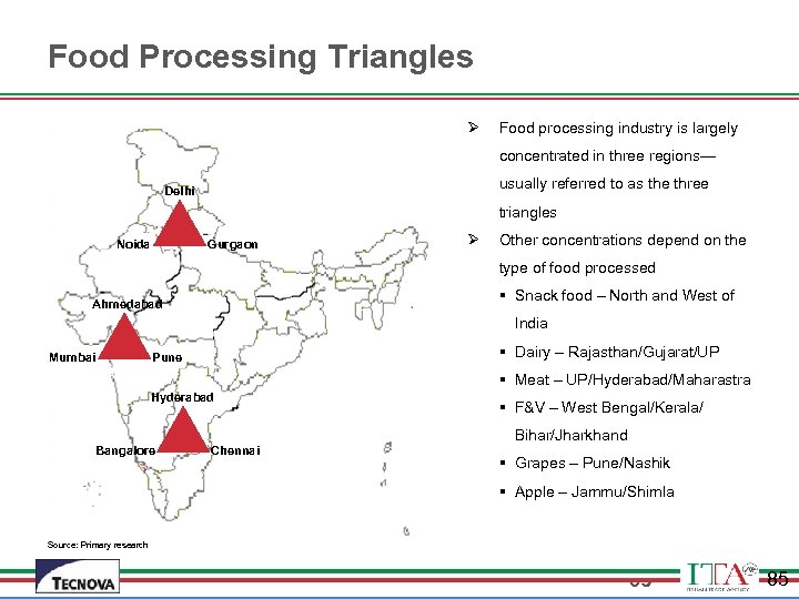 Food Processing Triangles Ø Food processing industry is largely concentrated in three regions— usually