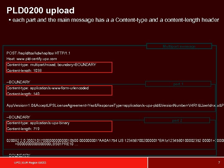 PLD 0200 upload § each part and the main message has a a Content-type
