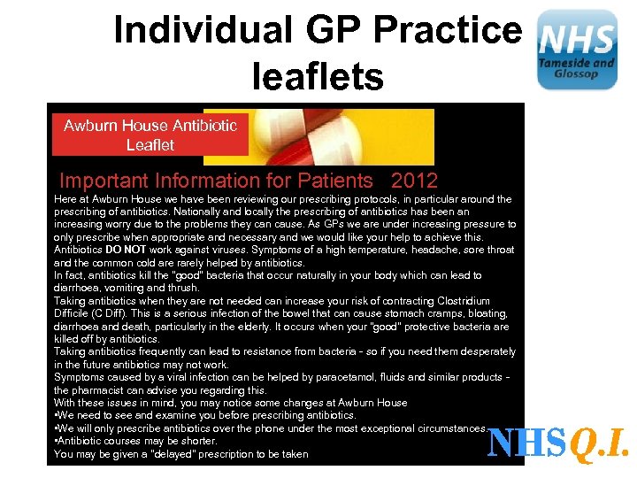 Individual GP Practice leaflets Awburn House Antibiotic Leaflet Important Information for Patients 2012 Here