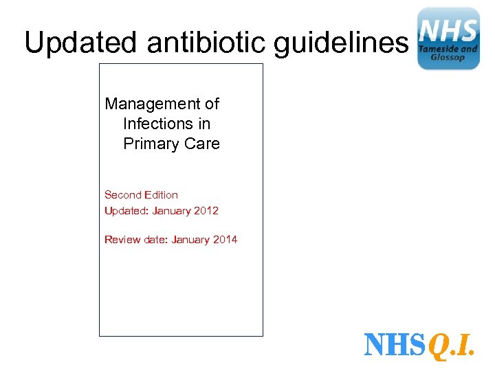 Updated antibiotic guidelines Management of Infections in Primary Care Second Edition Updated: January 2012