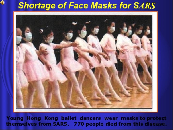 Shortage of Face Masks for SARS S Young Hong Kong ballet dancers wear masks