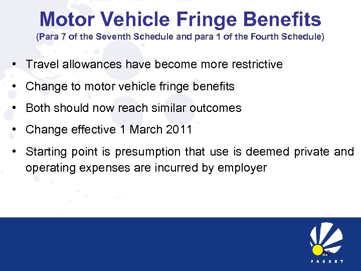 Motor Vehicle Fringe Benefits (Para 7 of the Seventh Schedule and para 1 of