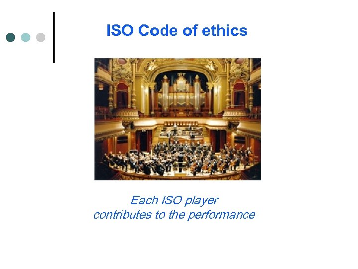 ISO Code of ethics Each ISO player contributes to the performance 