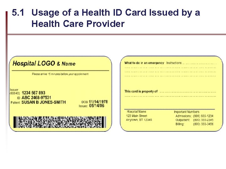 5. 1 Usage of a Health ID Card Issued by a Health Care Provider