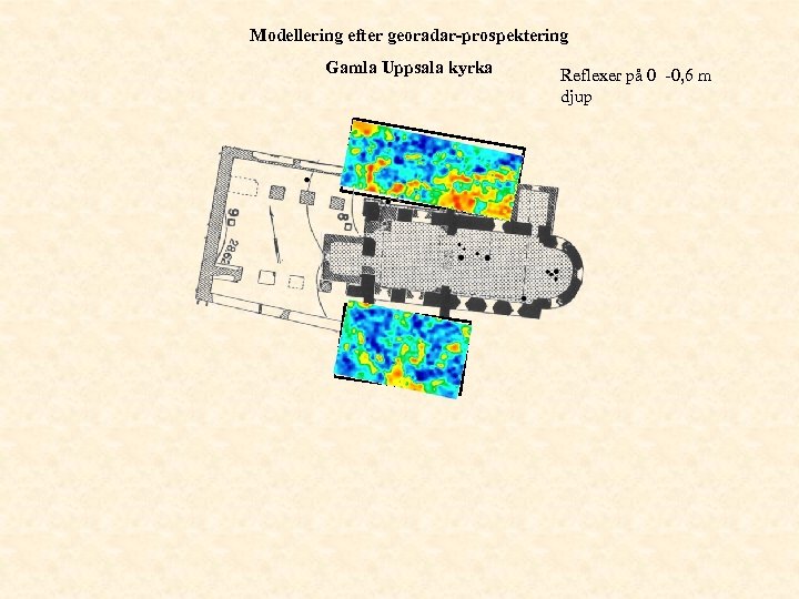 Modellering efter georadar-prospektering Gamla Uppsala kyrka Reflexer på 0 -0, 6 m djup 