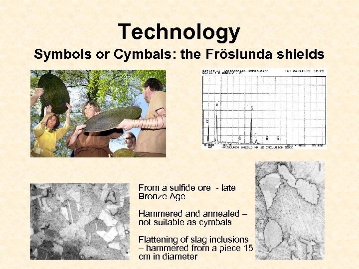 Technology Symbols or Cymbals: the Fröslunda shields From a sulfide ore - late Bronze