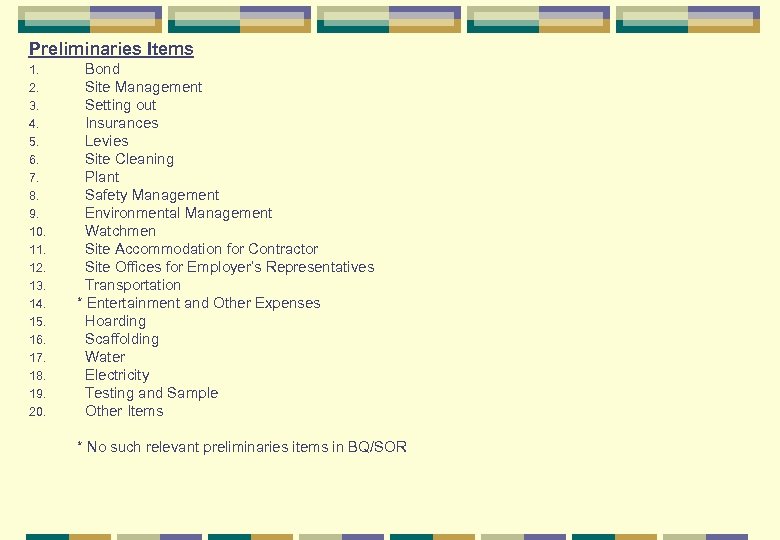 Preliminaries Items 1. 2. 3. 4. 5. 6. 7. 8. 9. 10. 11. 12.