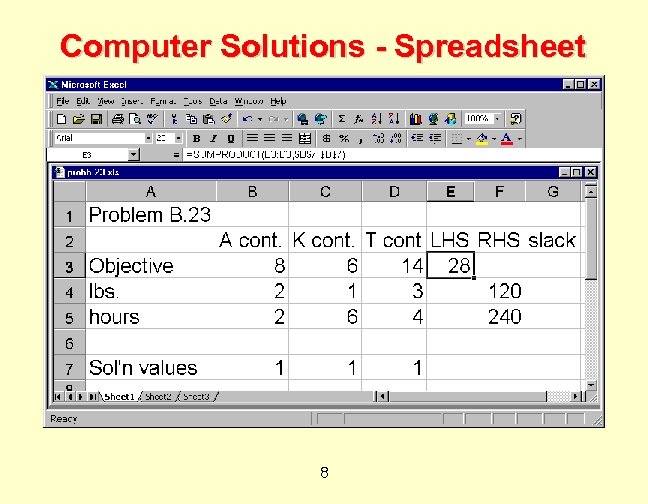 Computer Solutions - Spreadsheet 8 