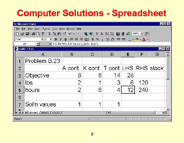 Computer Solutions - Spreadsheet 9 