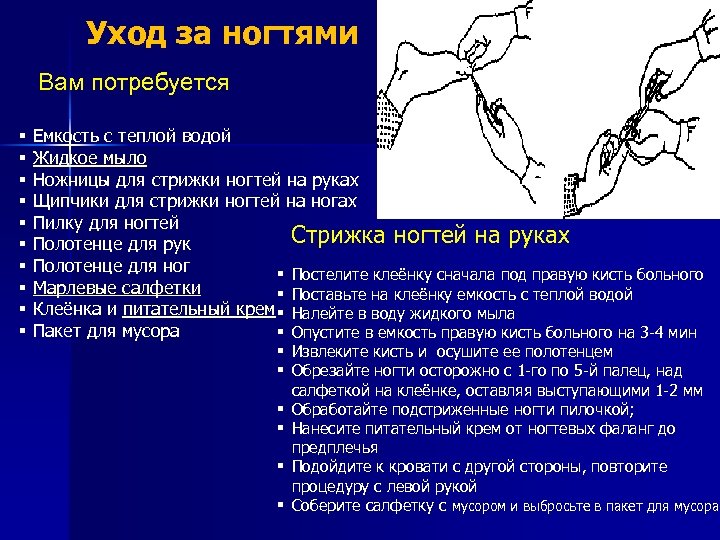 Уход за ногтями Вам потребуется § § § § § Емкость с теплой водой