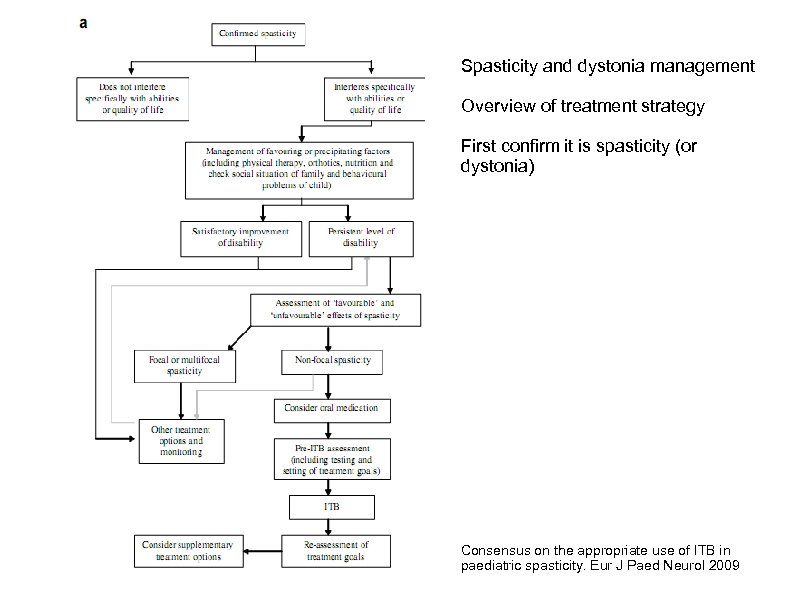 Spasticity and dystonia management Overview of treatment strategy First confirm it is spasticity (or