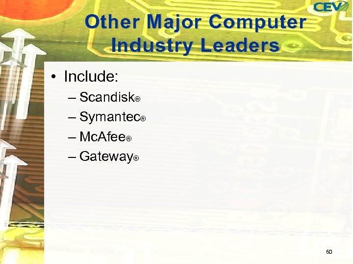 Other Major Computer Industry Leaders • Include: – Scandisk® – Symantec® – Mc. Afee®
