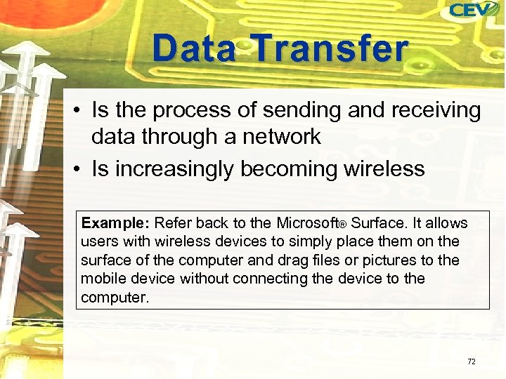 Data Transfer • Is the process of sending and receiving data through a network
