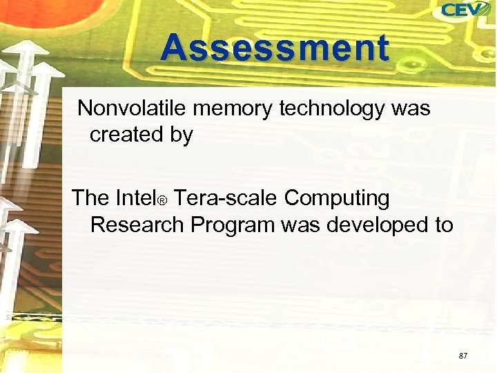 Assessment Nonvolatile memory technology was created by The Intel® Tera-scale Computing Research Program was