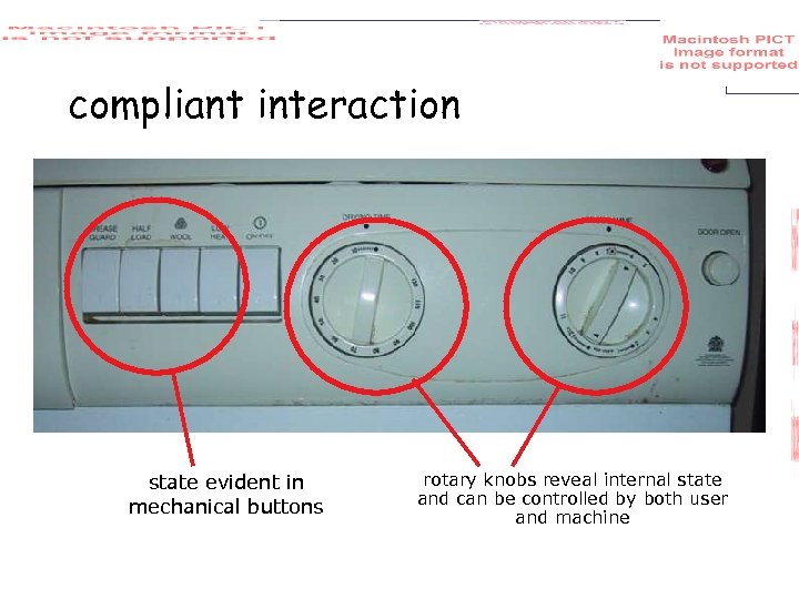 compliant interaction state evident in mechanical buttons rotary knobs reveal internal state and can