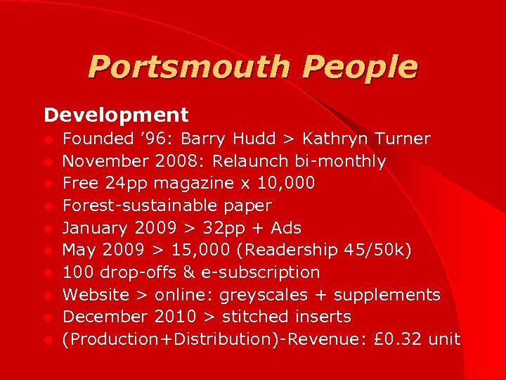 Portsmouth People Development l l l l l Founded ’ 96: Barry Hudd >