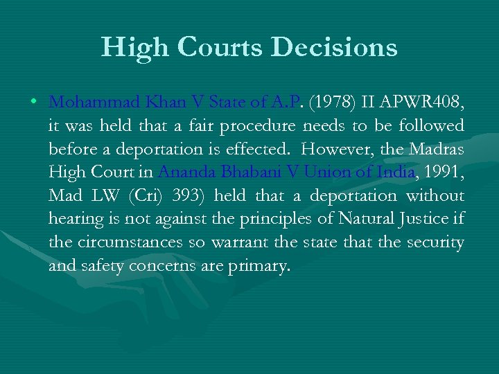 High Courts Decisions • Mohammad Khan V State of A. P. (1978) II APWR