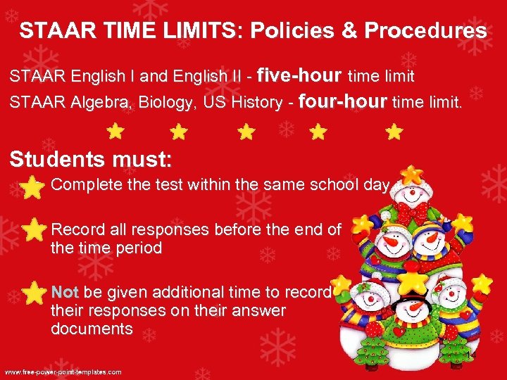 STAAR TIME LIMITS: Policies & Procedures STAAR English I and English II - five-hour