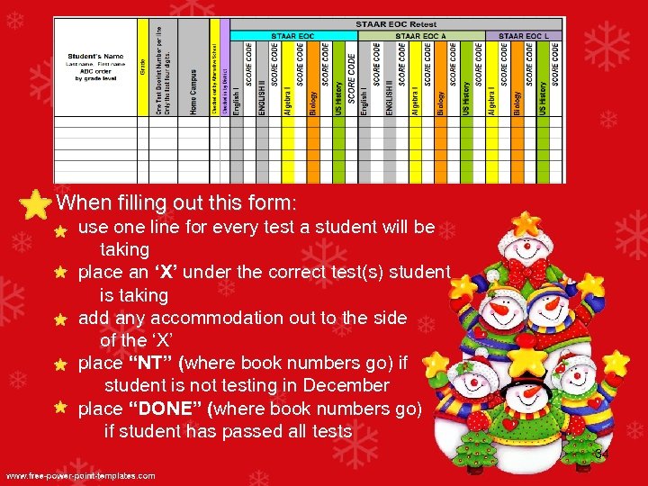  • When filling out this form: use one line for every test a